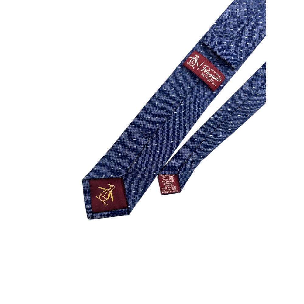 Original Penguin Blue Geometric Skinny Necktie Polyester Spandex 2.25